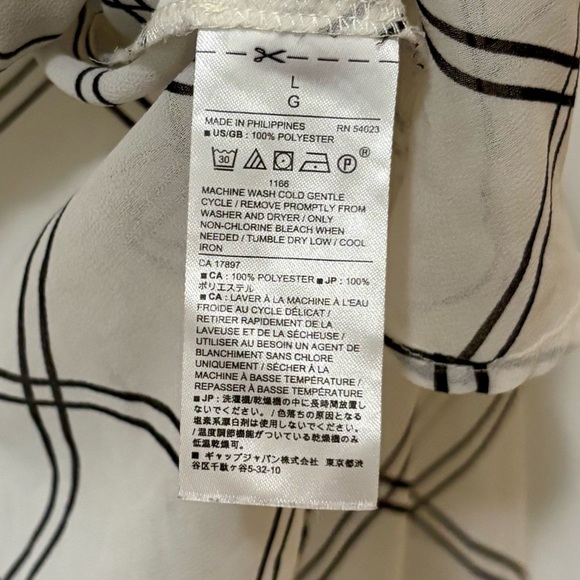 Banana Republic| Sheer Black & White Lightweight Blouse Sz L - Picture 5 of 5